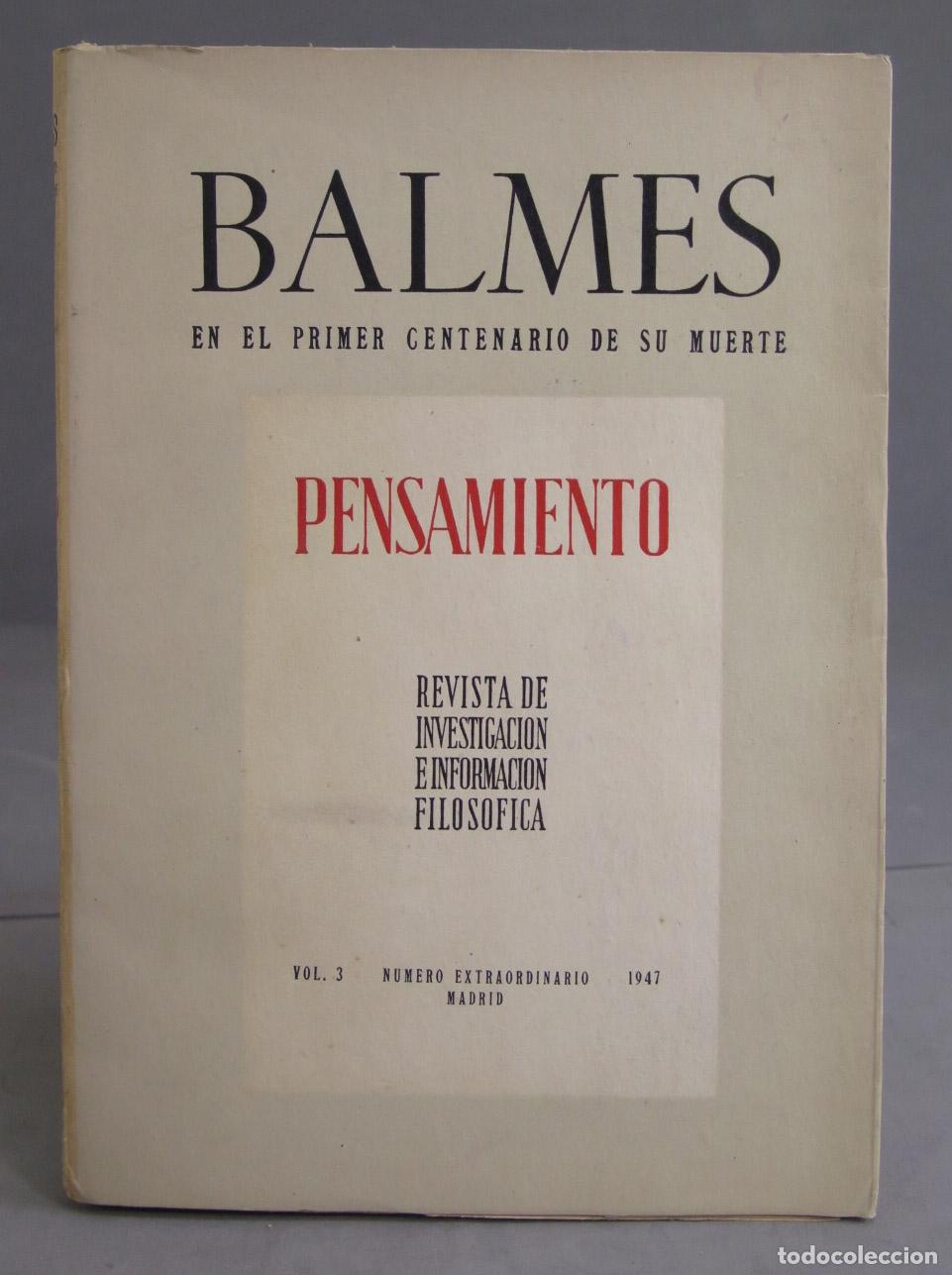 Libros de segunda mano: BALMES. PENSAMIENTO, NUMERO EXTRAORDINARIO - Foto 1