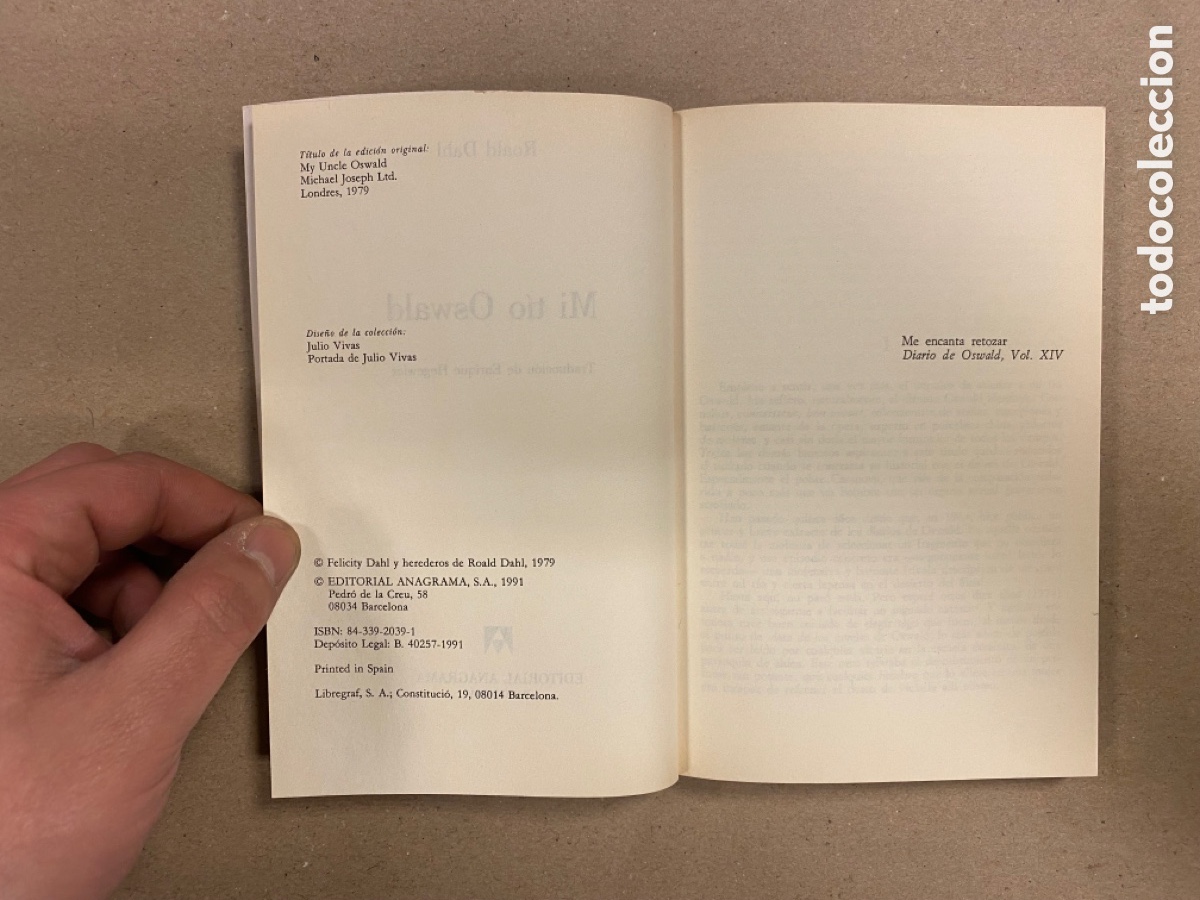 Libros de segunda mano: MI T&Iacute;O OSWALD. ROALD DAHL. EDITORIAL ANAGRAMA 1991. - Foto 3