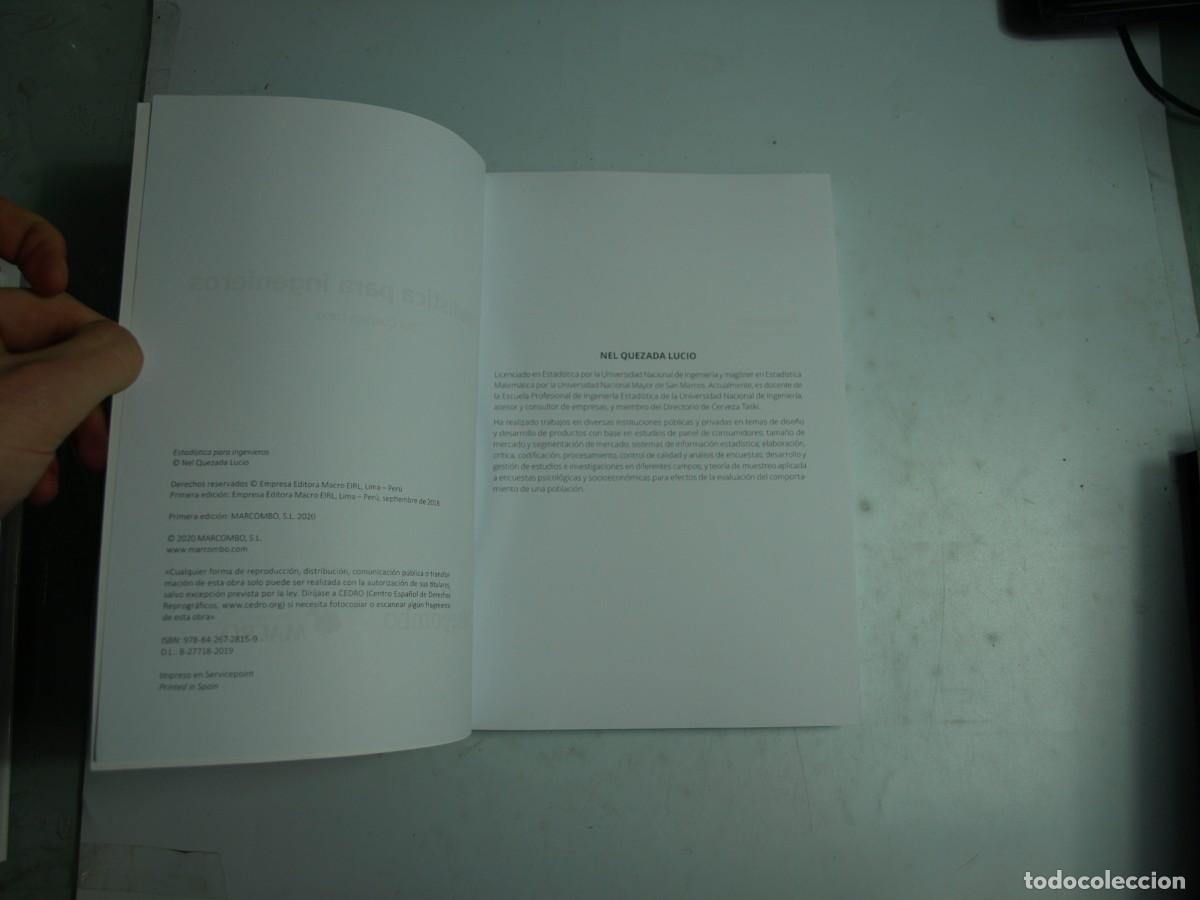Libros de segunda mano: Estadistica para ingenieros,Nel Quezada, Marcombo - Foto 2