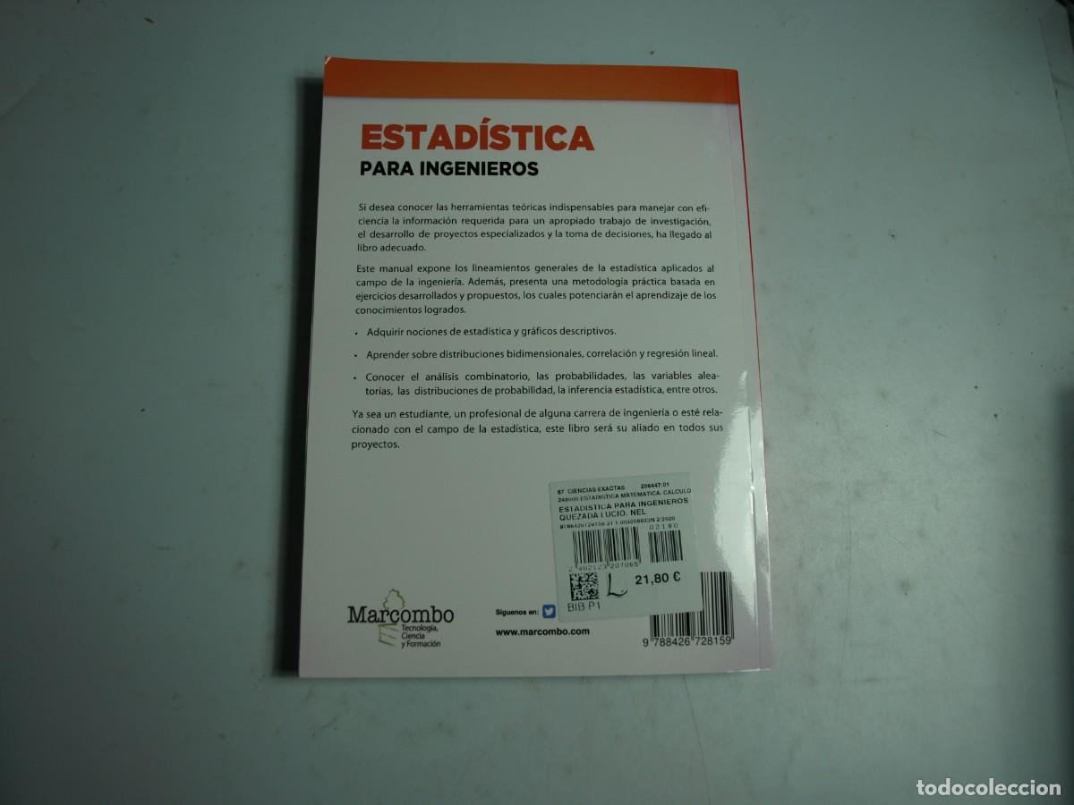 Libros de segunda mano: Estadistica para ingenieros,Nel Quezada, Marcombo - Foto 3
