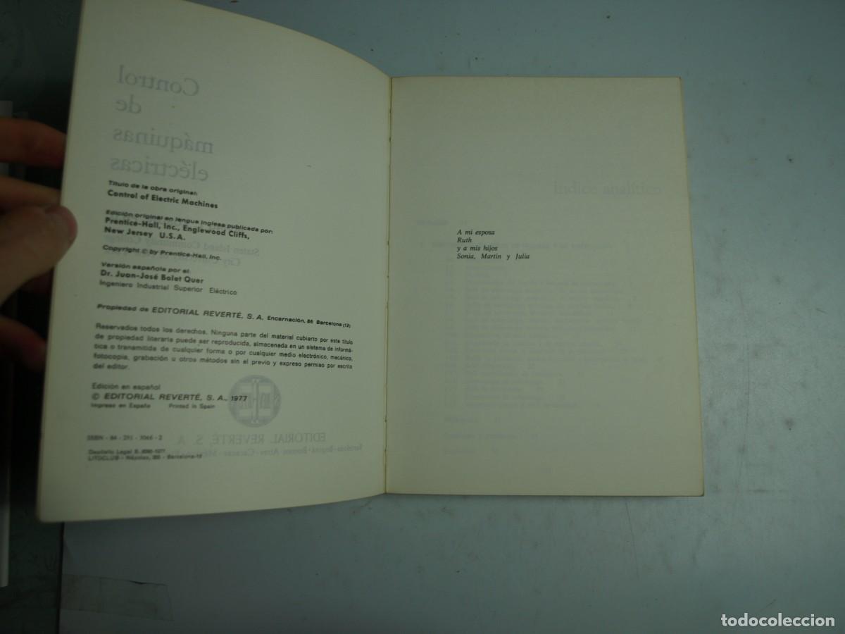 Libros de segunda mano: Control de maquinas electricas,Kosow, Editorial Reverte - Foto 2