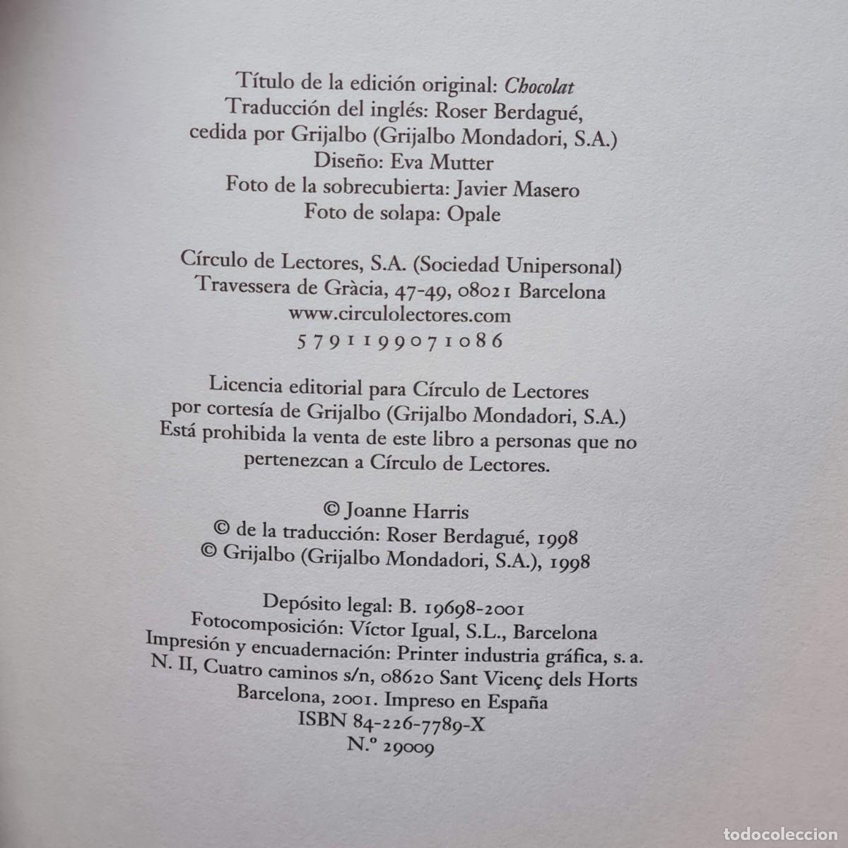 Libros de segunda mano: LIBRO TAPA DURA - CHOCOLATE - JOANE HARRIS // AL-154 - Foto 6