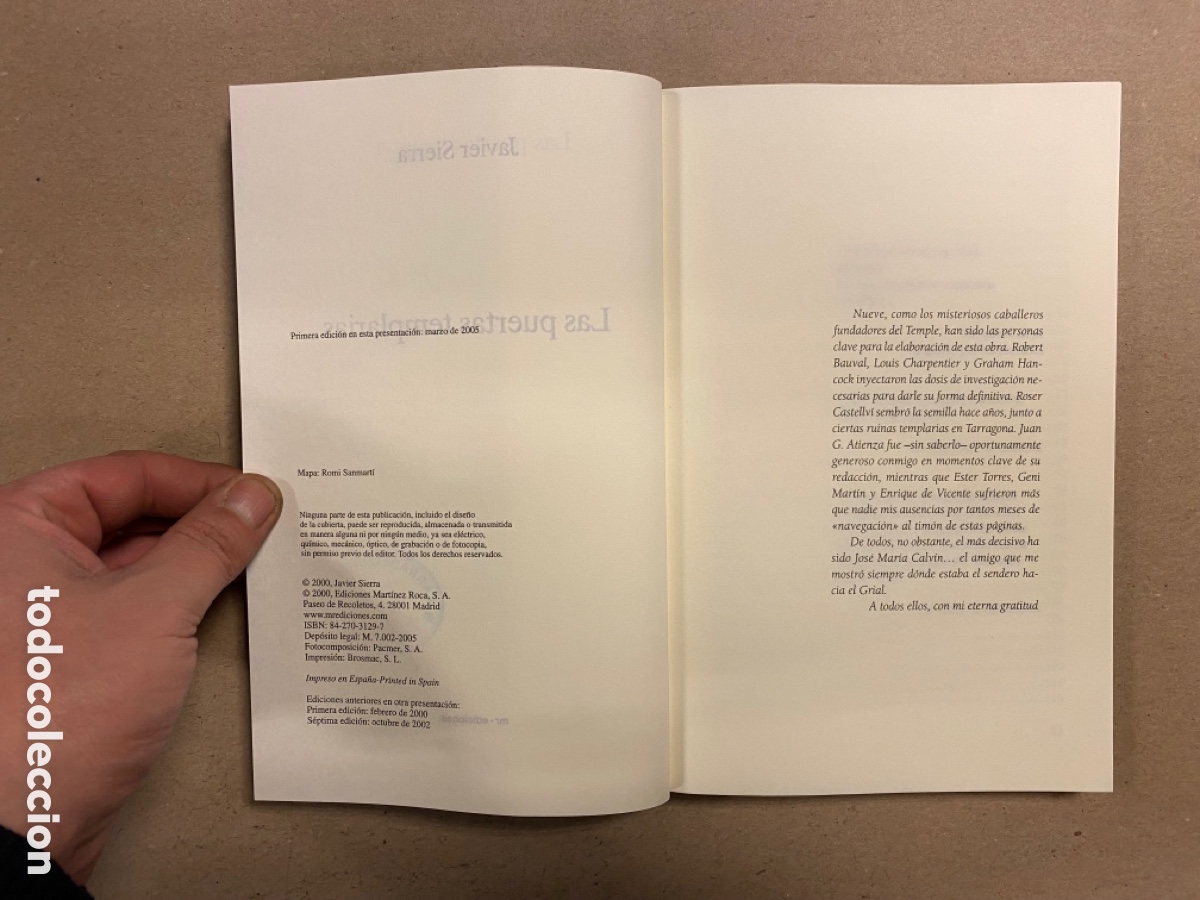 Libros de segunda mano: LAS PUERTAS TEMPLARIAS. JAVIER SIERRA. EDICIONES MART&Iacute;NEZ ROCA 2000. - Foto 3