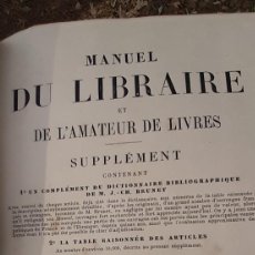 Libros de segunda mano: SUPPLÉMENT AU MANUEL DU LIBRAIRE. BRUNET (M .J.)