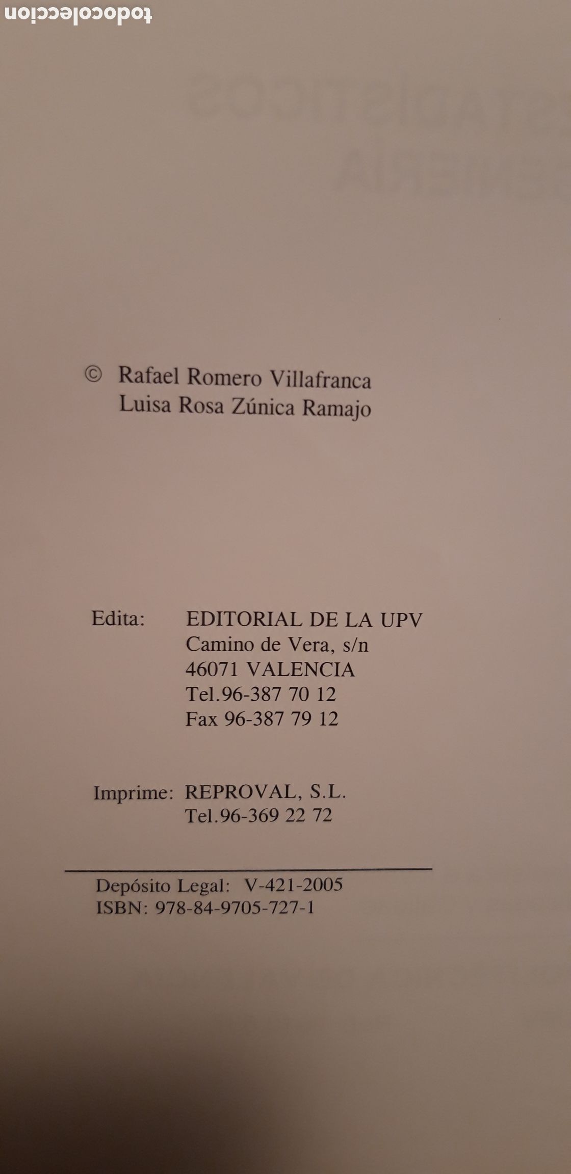 Libros de segunda mano: METODOS ESTADISTICOS EN INGENIERIA - Foto 4