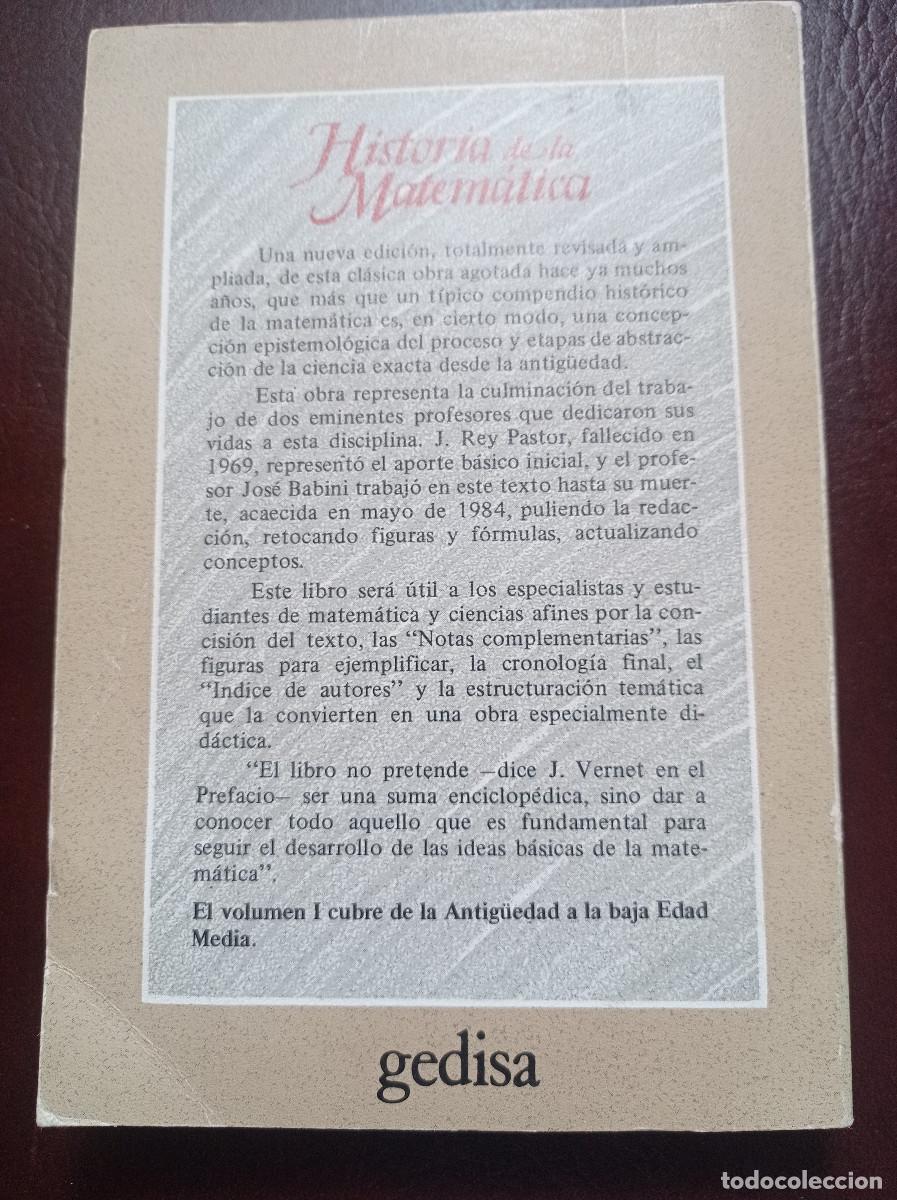 Libros de segunda mano: Historia de la matematica (vol.2) Rey Pastor/j.Babini - Foto 4