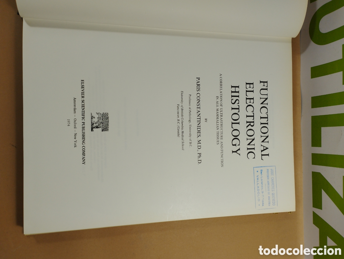 Libros de segunda mano: Funcional electronic histology. Paris constsntinides. Elsevier. - Foto 3