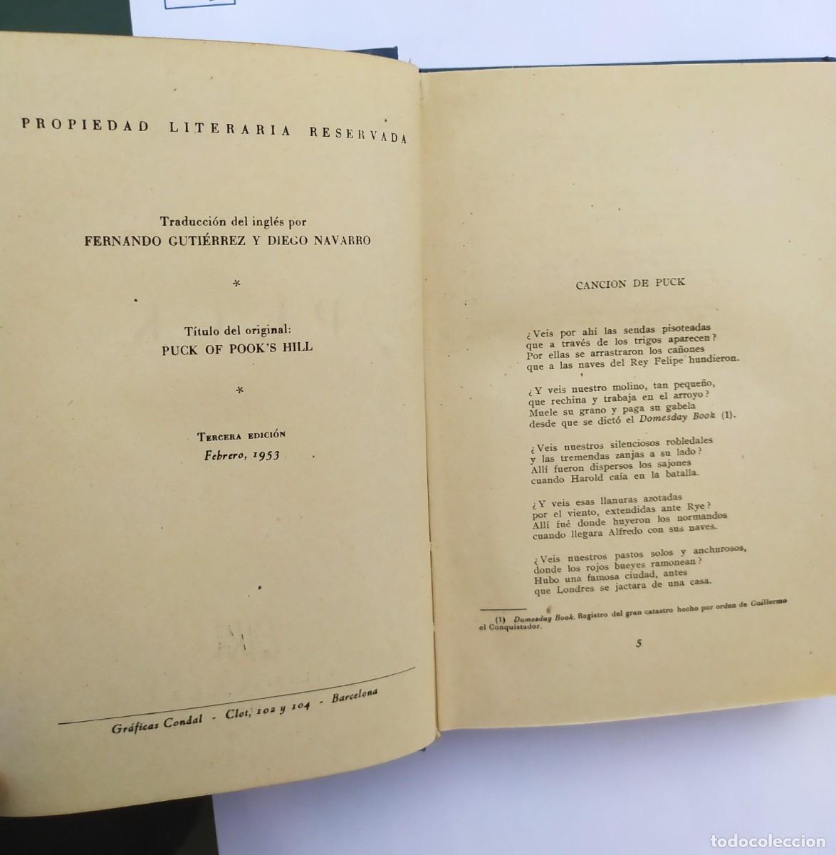 Libros de segunda mano: PUCK RUDYARD KIPLING EDITORIAL LARA 1953 - Foto 2