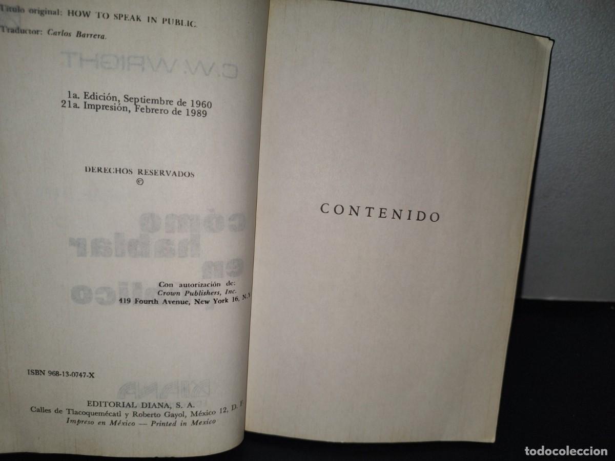 Libros de segunda mano: 70- C&Oacute;MO HABLAR EN P&Uacute;BLICO - C. W. WRIGHT - Foto 3