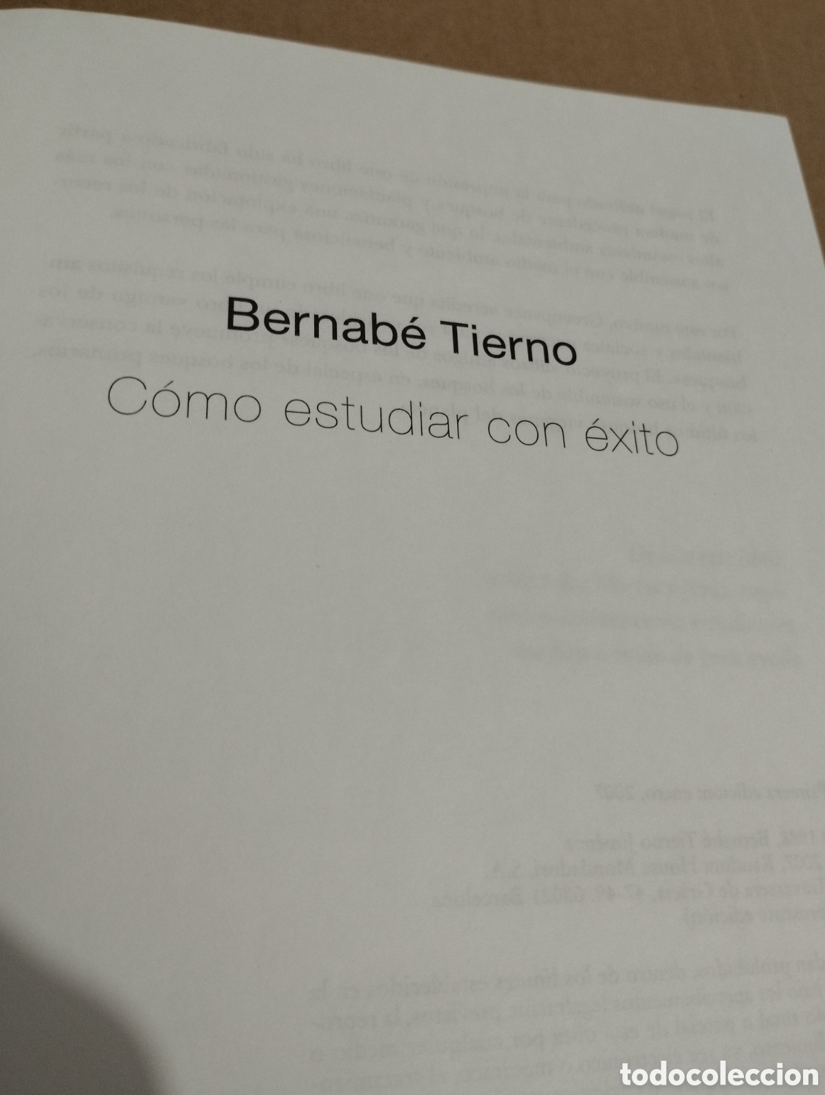Libros de segunda mano: C&Oacute;MO ESTUDIAR CON &Eacute;XITO (BERNAB&Eacute; TIERNO) - Foto 2
