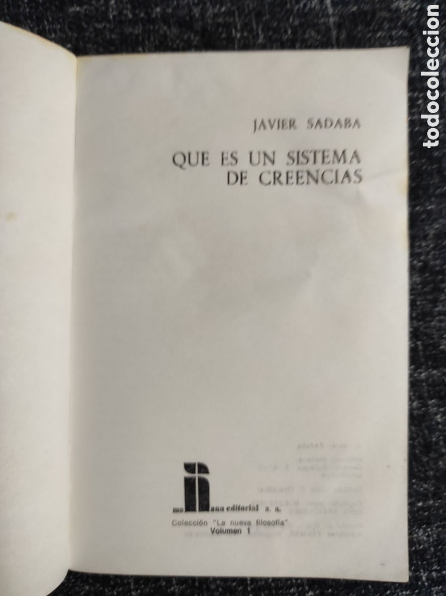 Libros de segunda mano: QUE ES UN SISTEMA DE CREENCIAS / JAVIER SADABA - Foto 2