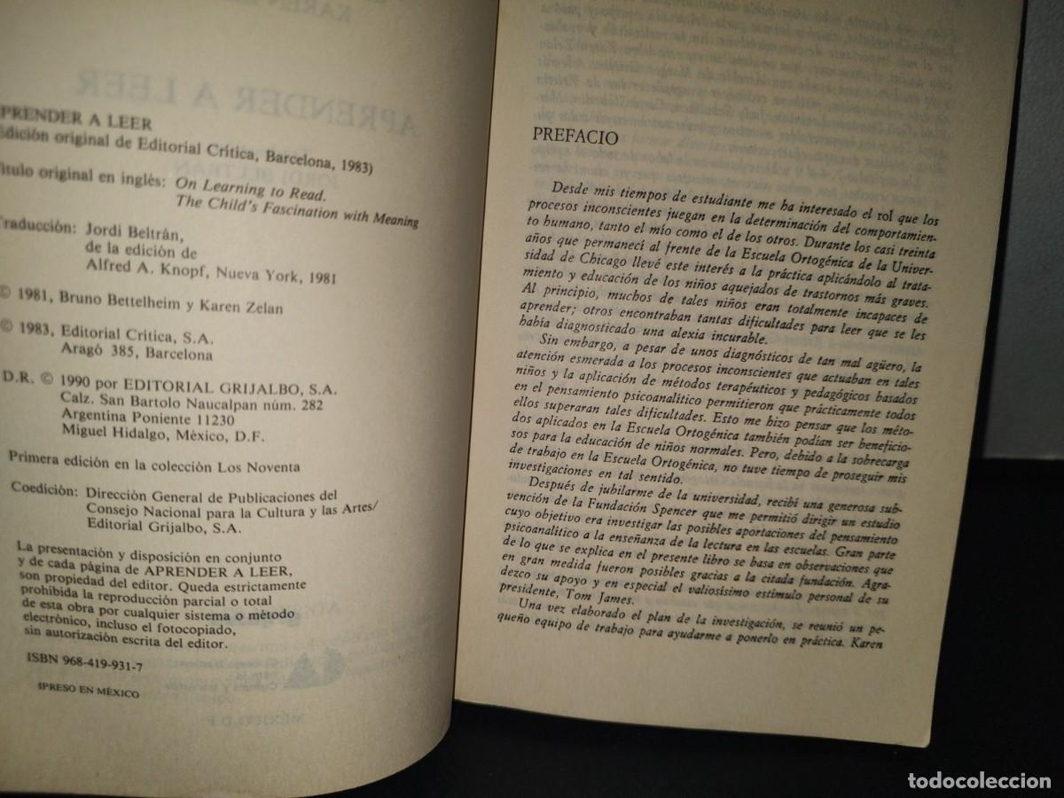 Libros de segunda mano: 71- APRENDER A LEER - BRUNO BETTELHEIM / KAREN ZELAN - Foto 4