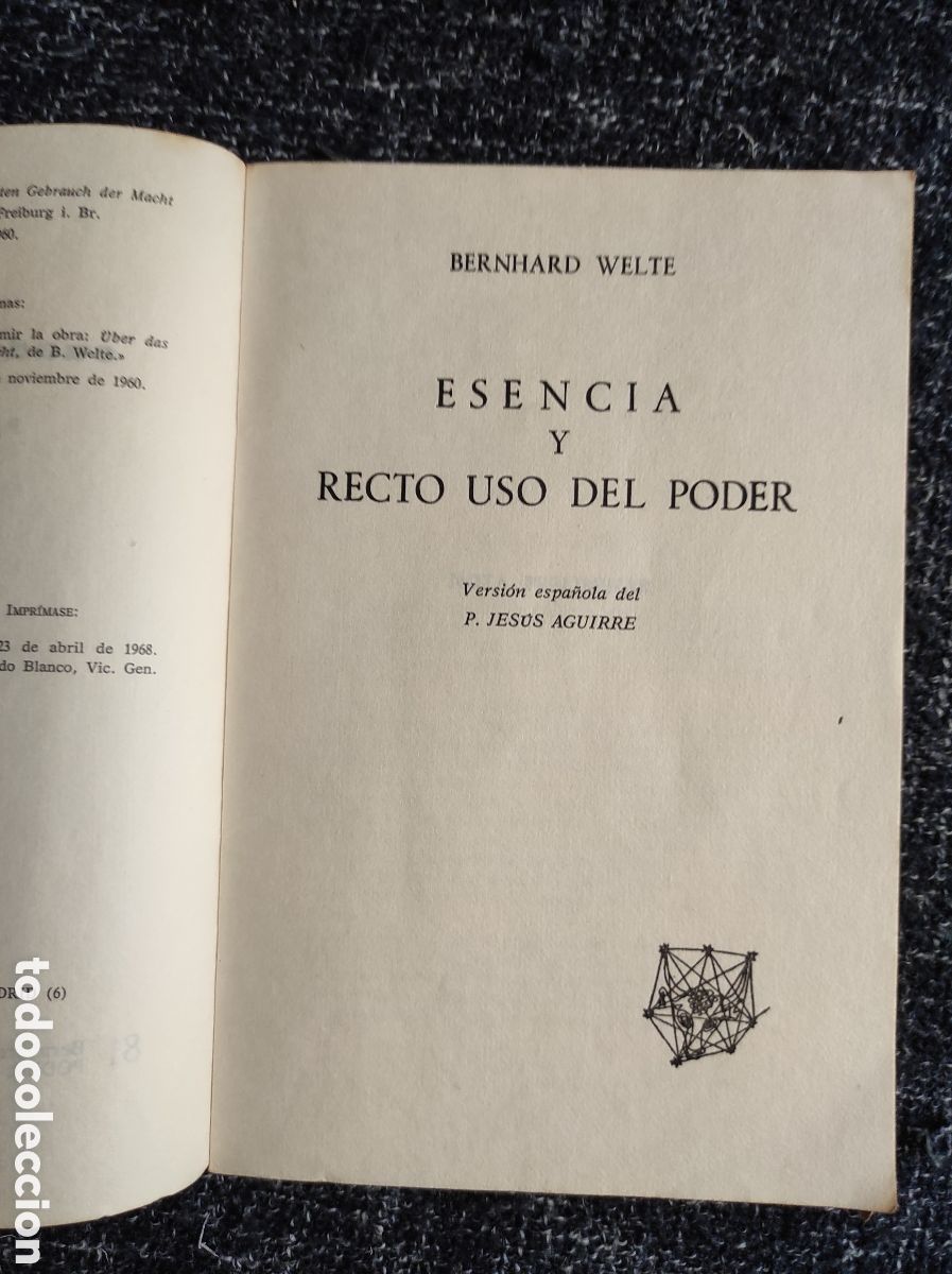 Libros de segunda mano: ESENCIA Y RECTO USO DEL PODER / BERNHARD WELTE - Foto 2