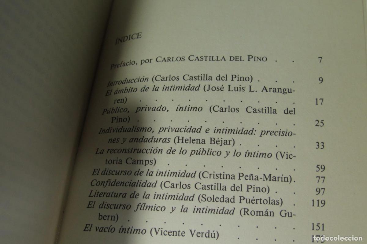 Libros de segunda mano: DE LA INTIMIDAD. CASTILLA DEL PINO - Foto 2