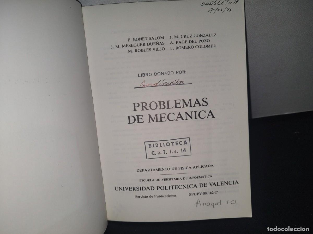 Libros de segunda mano: 34- PROBLEMAS DE MEC&Aacute;NICA - E. BONET SALOM - Foto 3