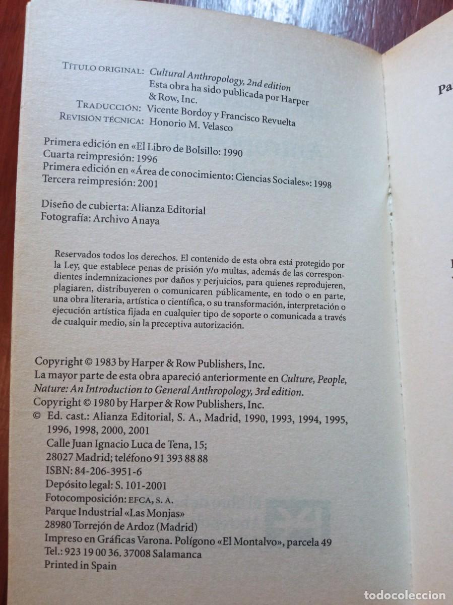 Libros de segunda mano: Antropolog&iacute;a cultural. Marvin Harris - Foto 2