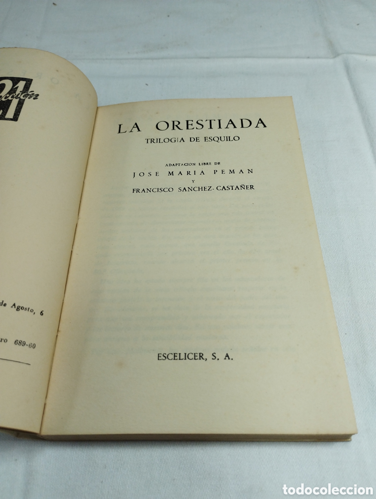 Libros de segunda mano: La Orestiada. Versi&oacute;n de Jos&eacute; Mar&iacute;a Peman y Francisco S&aacute;nchez, 1960 KKB - Foto 3
