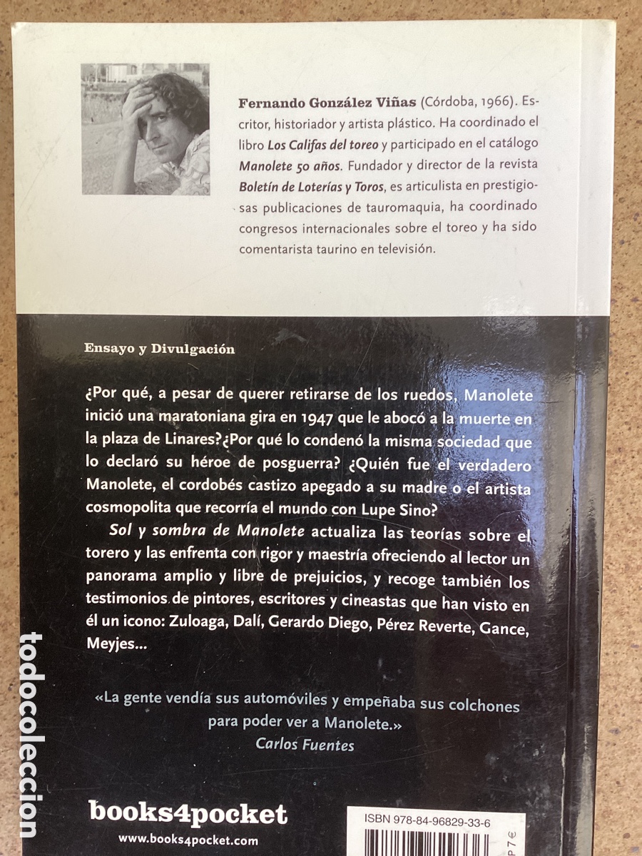 Libros de segunda mano: SOL Y SOMBRA DE MANOLETE. Fernando Gonz&aacute;lez Vi&ntilde;as - Foto 2