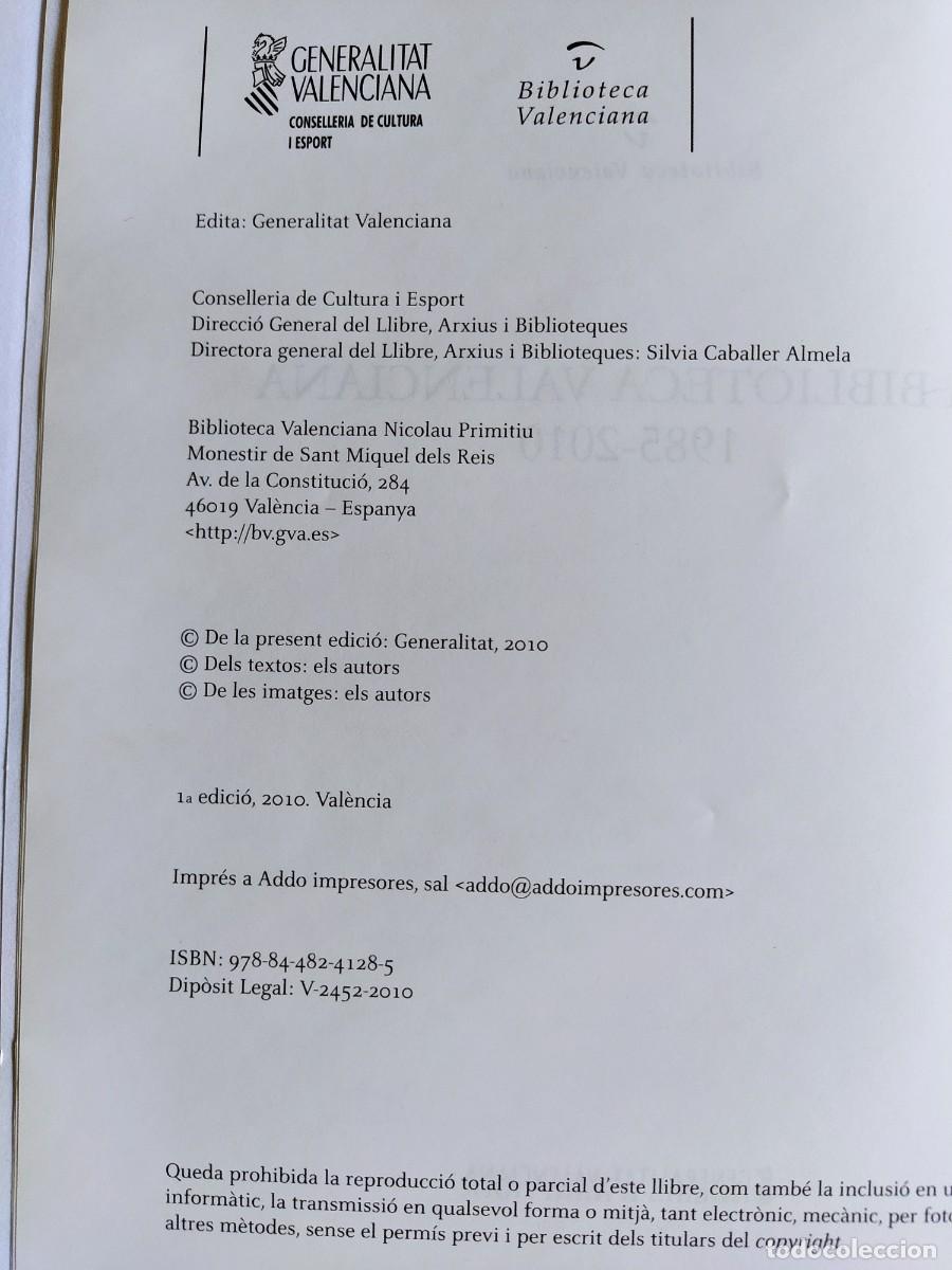 Libros de segunda mano: LA BIBLIOTECA VALENCIANA 1985 - 2010 - Foto 2
