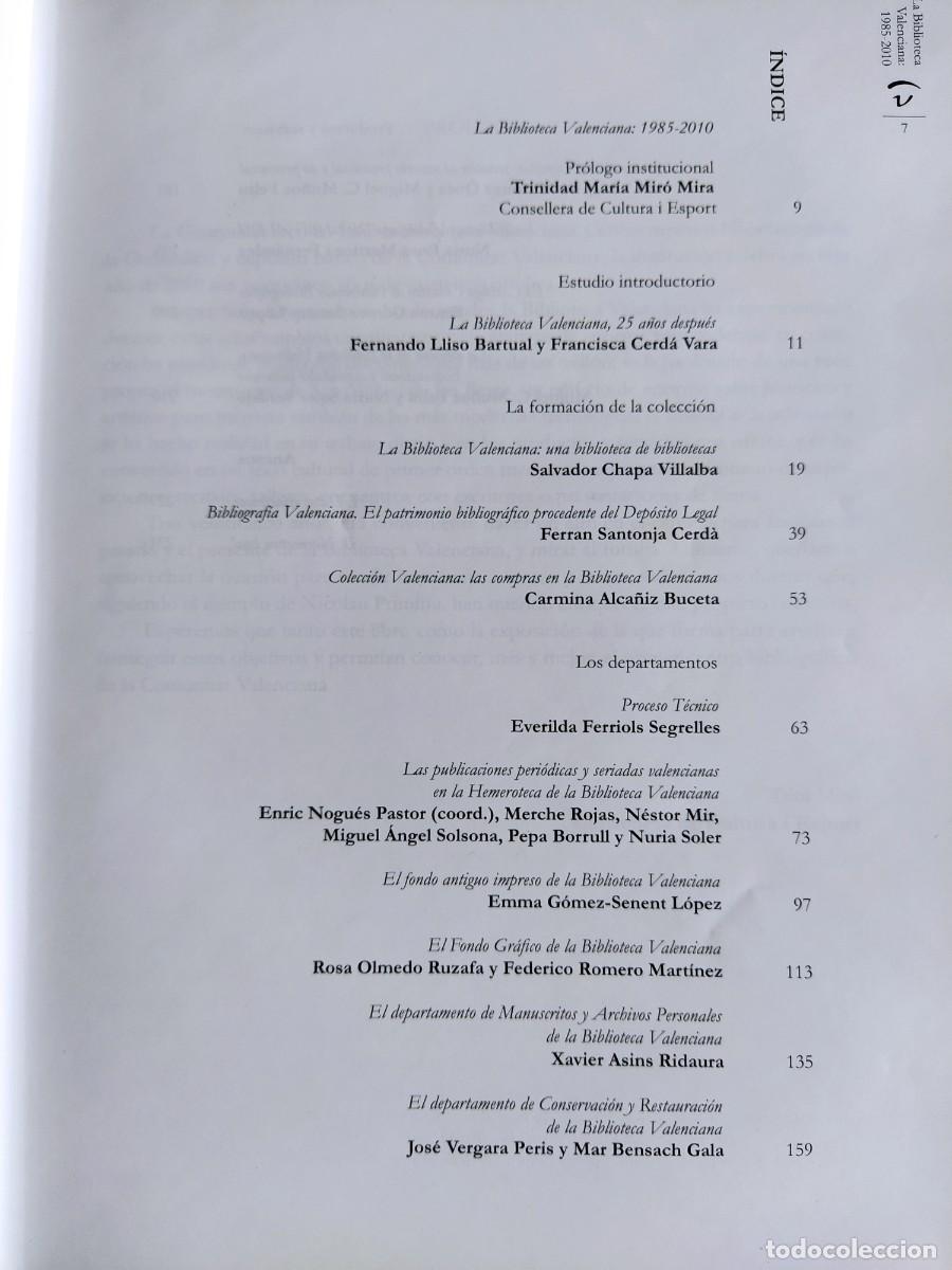 Libros de segunda mano: LA BIBLIOTECA VALENCIANA 1985 - 2010 - Foto 3