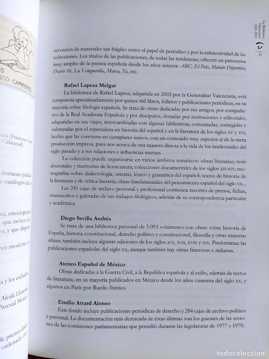 Libros de segunda mano: LA BIBLIOTECA VALENCIANA 1985 - 2010 - Foto 8