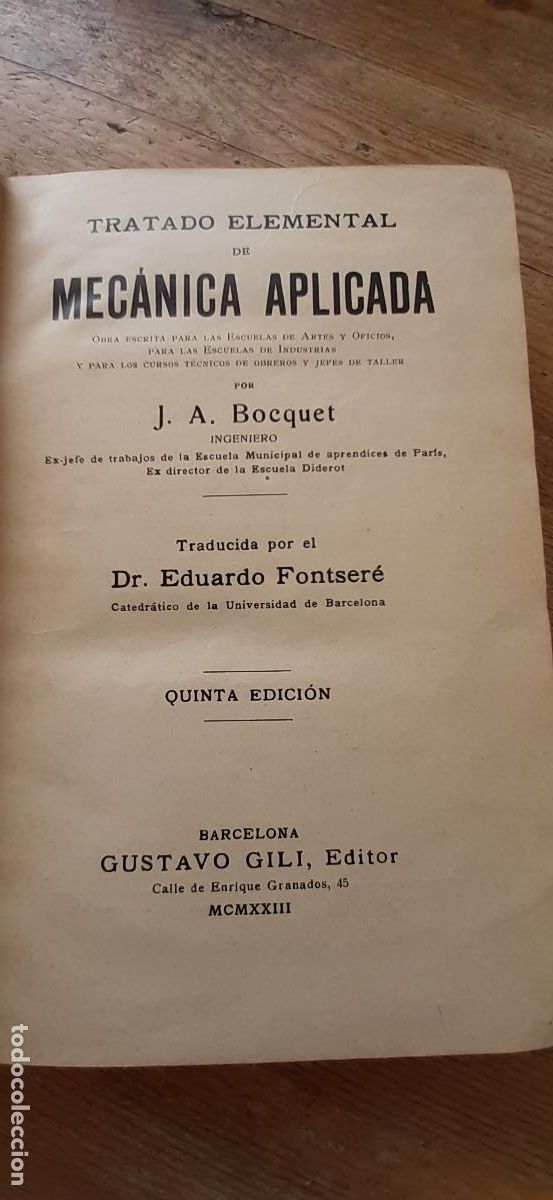 Libros de segunda mano: Tratado elemental de mec&aacute;nica aplicada. - Foto 1