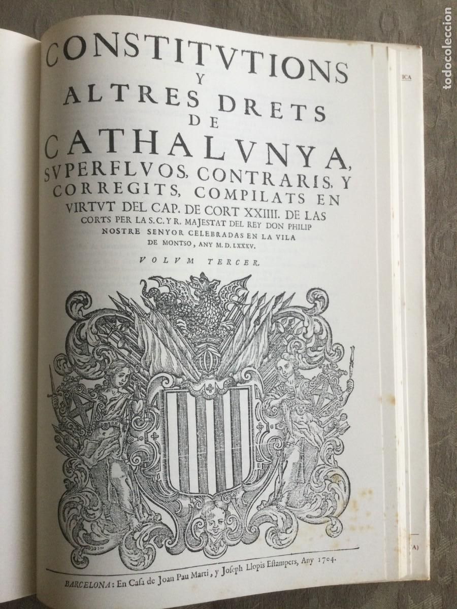 Libros de segunda mano: Constitutions y Altres Drets de Cathalunya. Facs&iacute;mil. 1973 - Foto 4