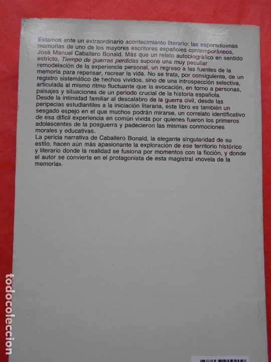 Libros de segunda mano: Tiempos de guerras perdidas Jos&eacute; Manuel caballero Bonald Anagrama - Foto 2