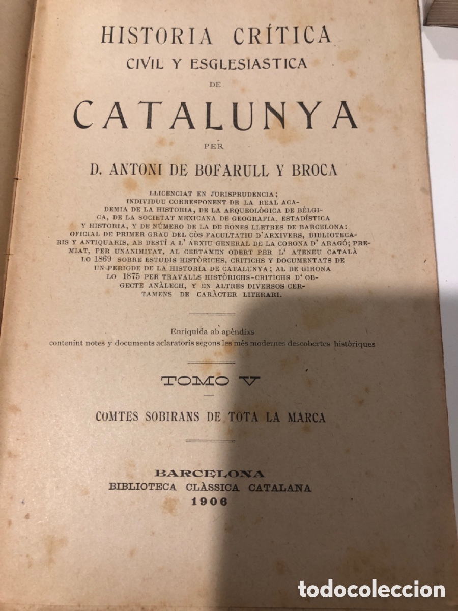 Libros de segunda mano: Historia de catalunya. A. De Bofarull. Tomo 5 - Foto 2
