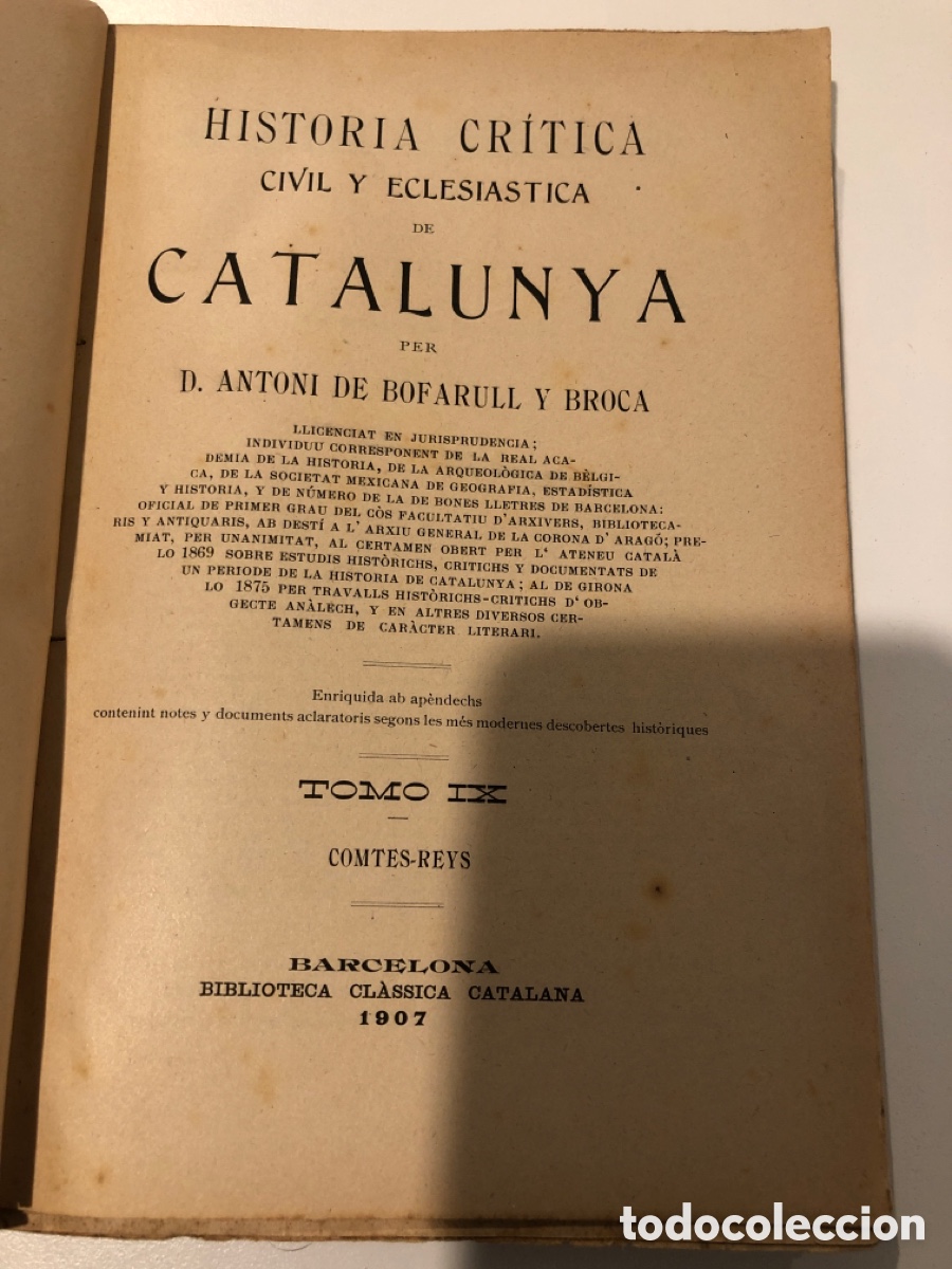 Libros de segunda mano: Hist&ograve;ria de catalunya. A.de Bofarull. Vol 9 - Foto 3