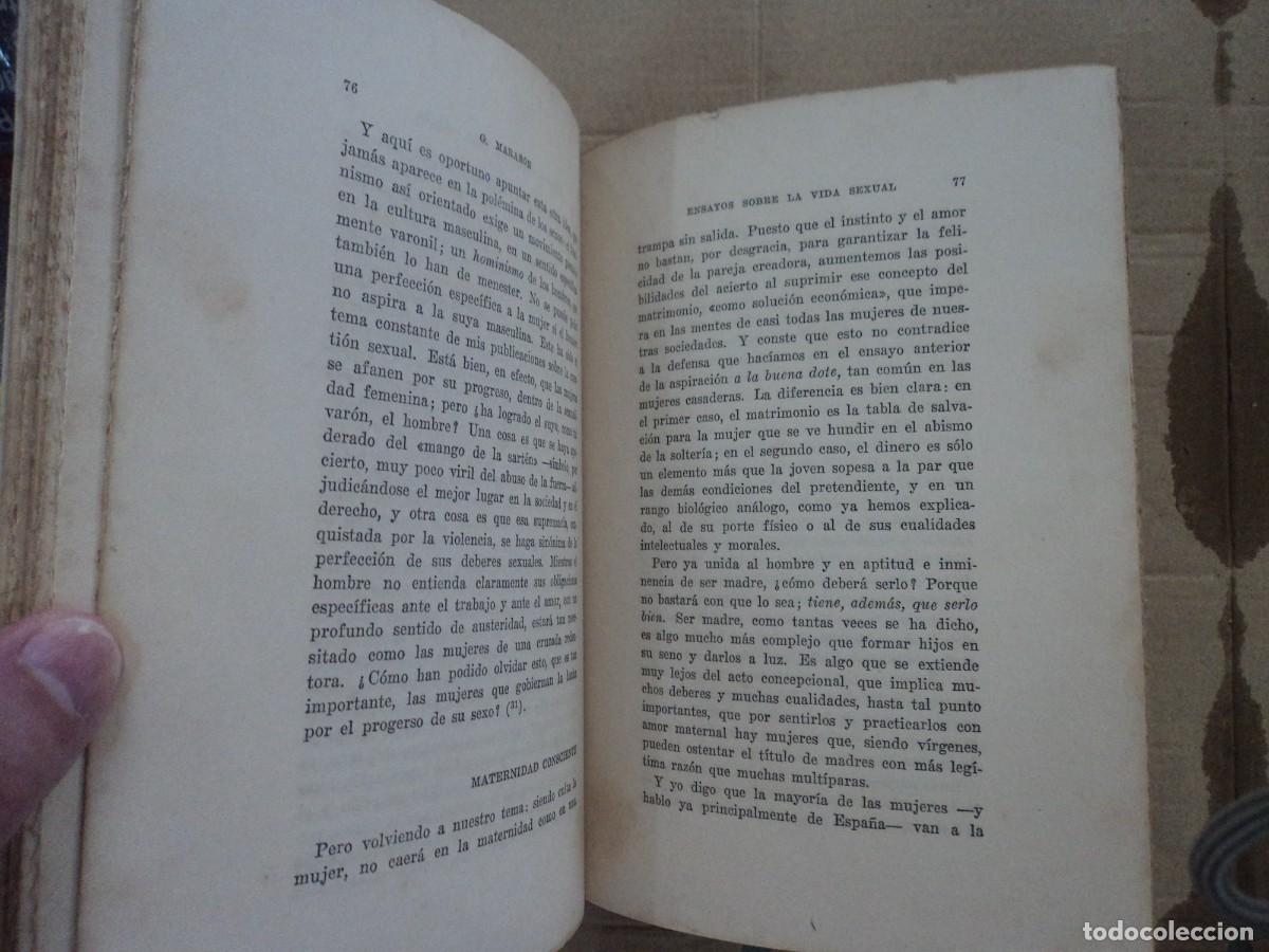 Libros de segunda mano: Ensayos sobre la vida sexual - G. Mara&ntilde;on - Foto 2