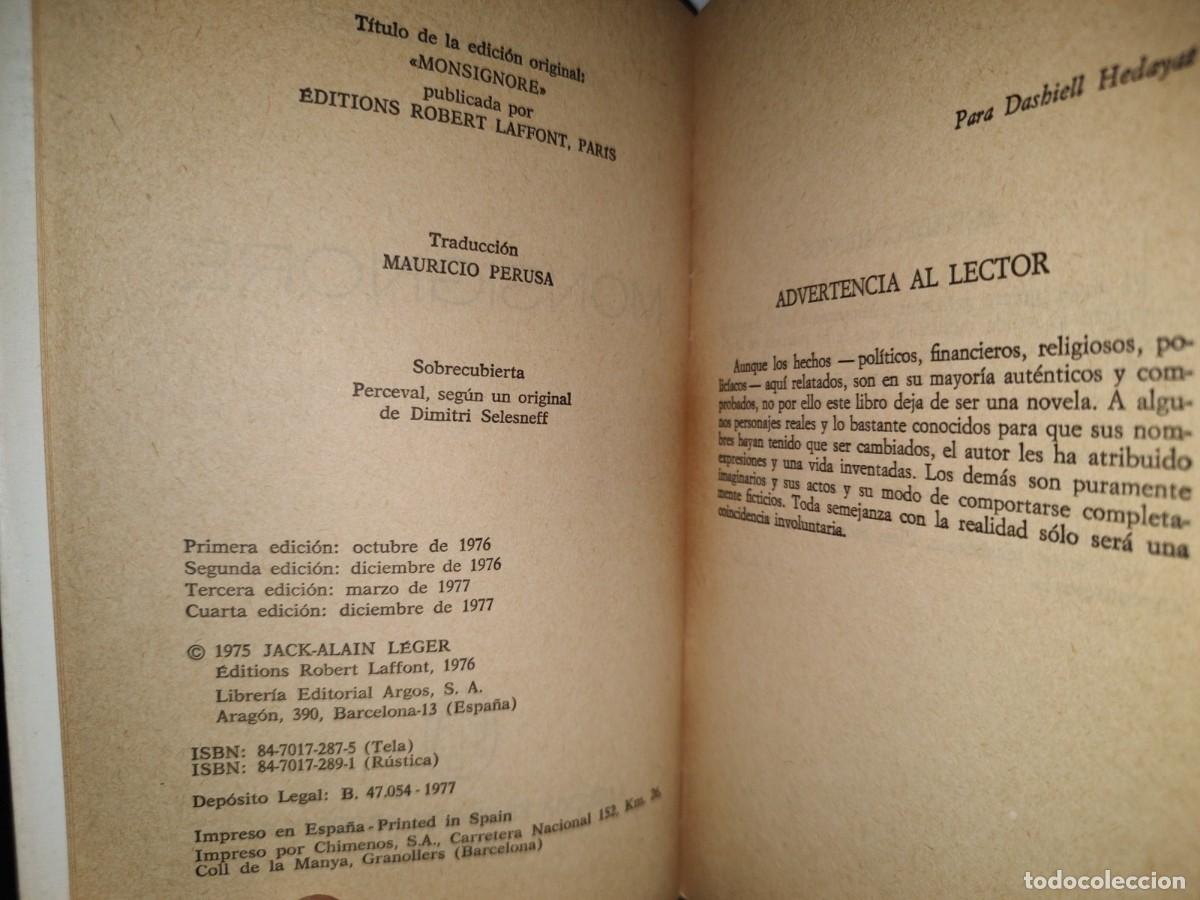 Libros de segunda mano: 73- MONSIGNORE - JACK-ALAIN LEGER - 1977 - Foto 4