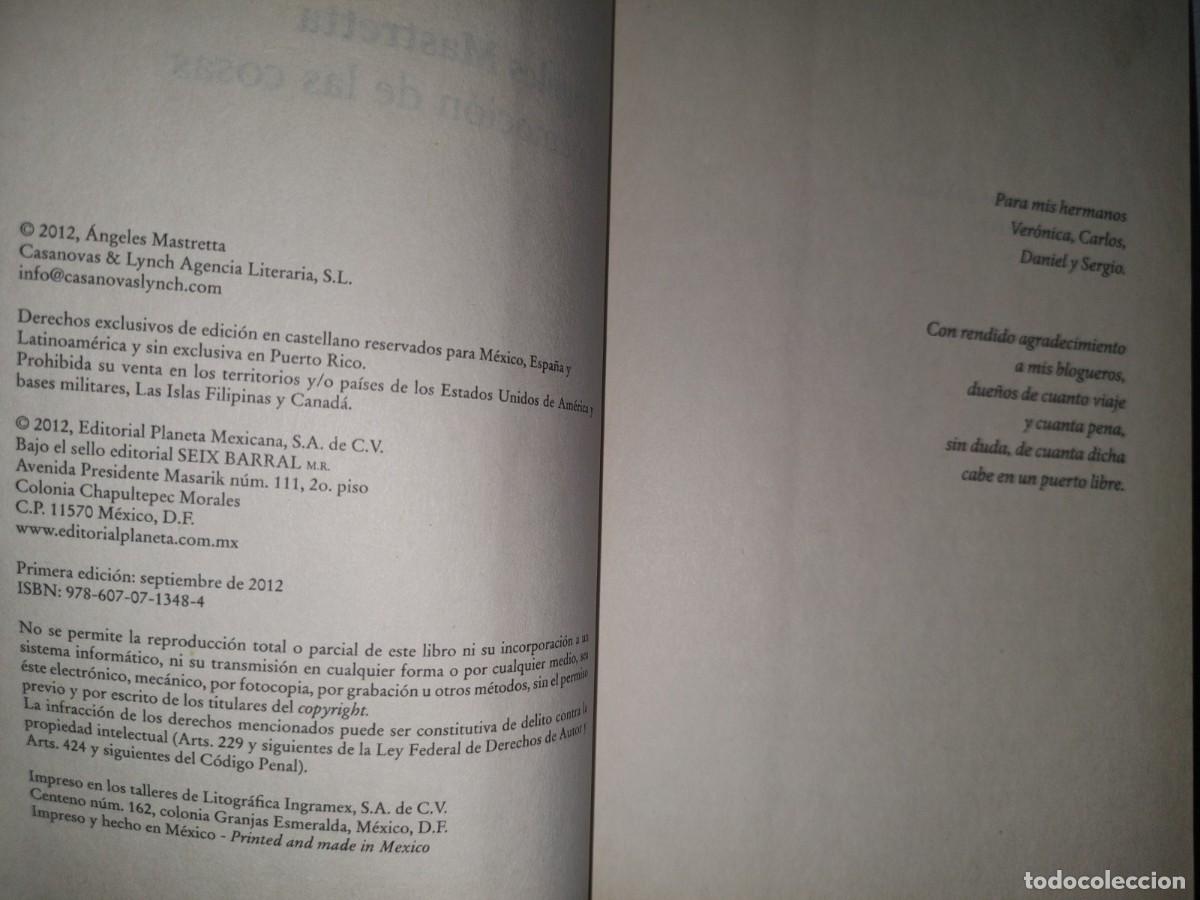 Libros de segunda mano: 73- LA EMOCI&Oacute;N DE LAS COSAS - &Aacute;NGELES MASTRETTA - PRIMERA EDICI&Oacute;N 2012 - Foto 4