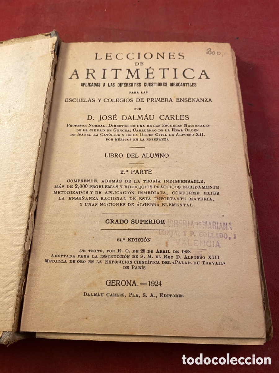 Libros de segunda mano: LECCIONES DE ARITM&Eacute;TICA 1924 - Foto 2