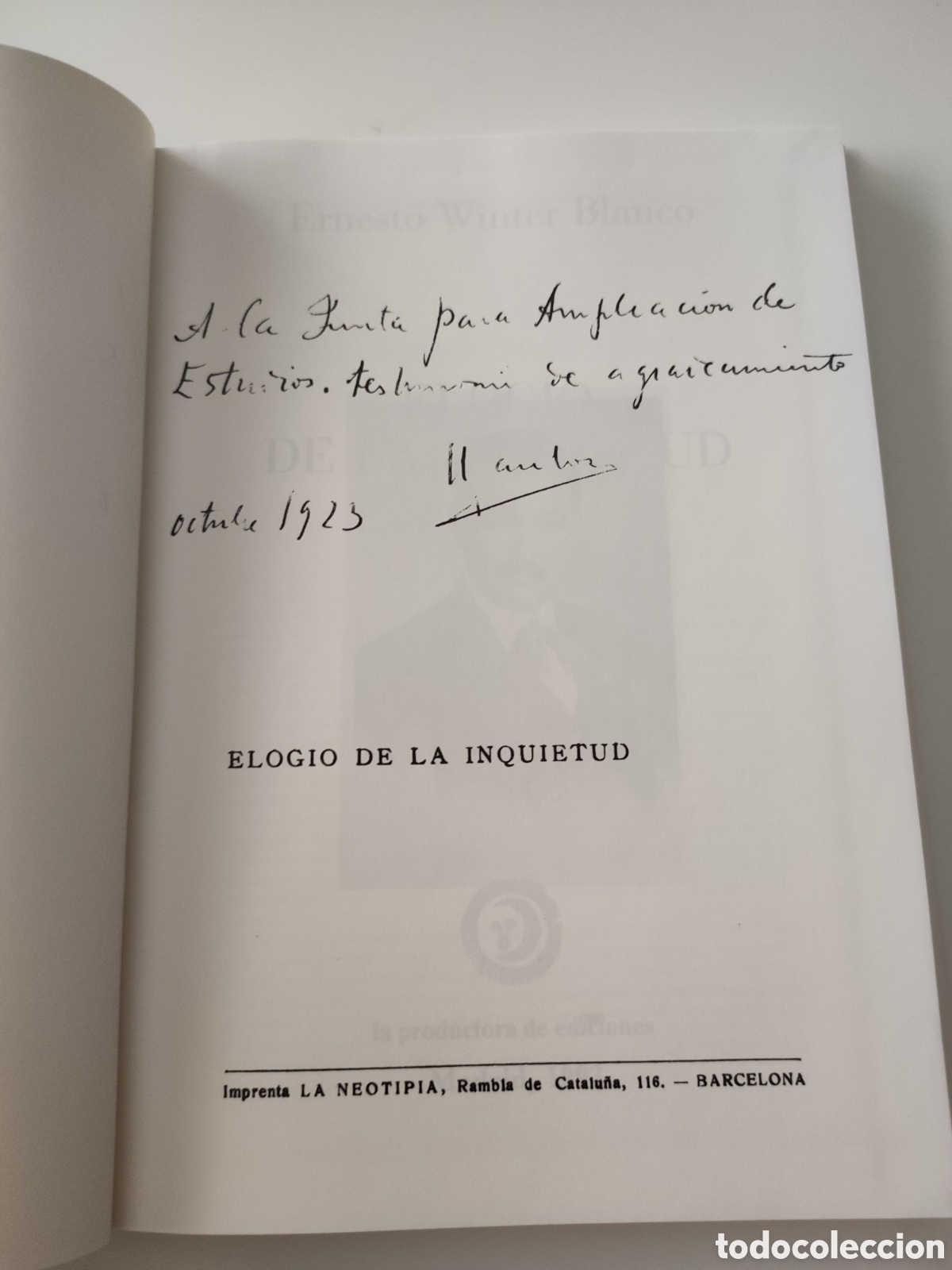 Libros de segunda mano: Elogio de la inquietud. Ernesto Winter Blanco - Foto 3