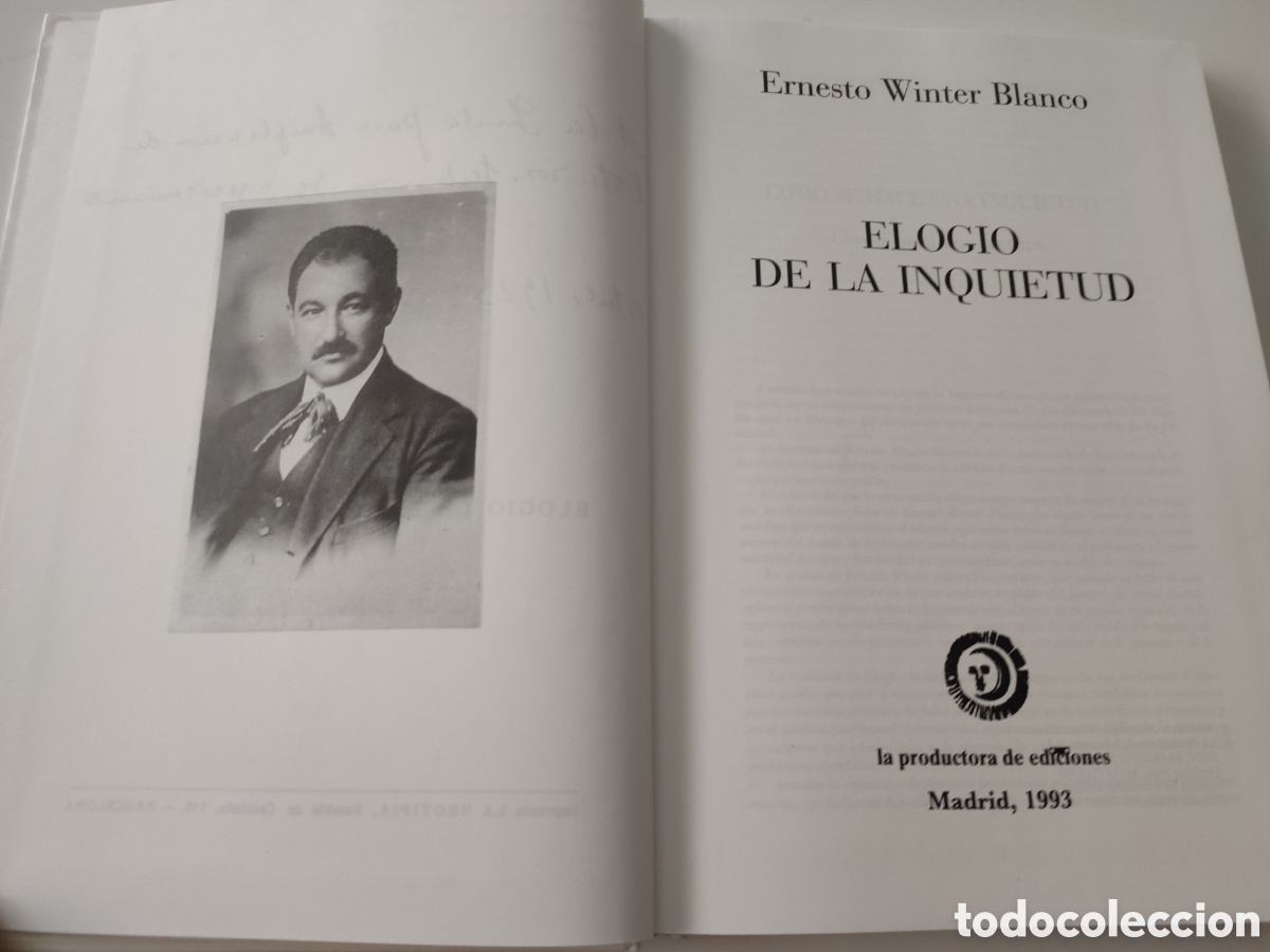 Libros de segunda mano: Elogio de la inquietud. Ernesto Winter Blanco - Foto 4