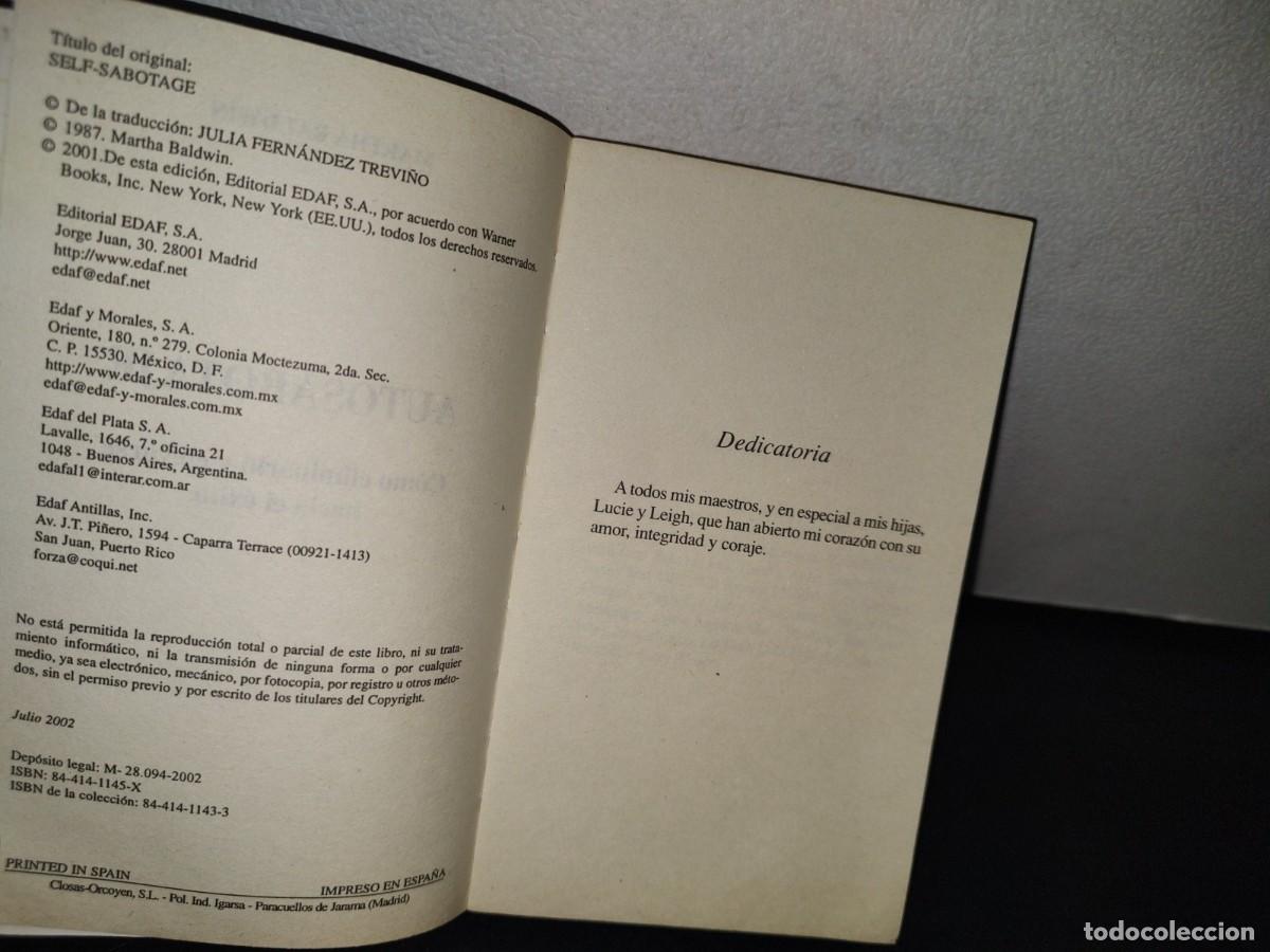 Libros de segunda mano: 74- AUTOSABOTAJE. C&Oacute;MO ELIMINARLO Y ELEVARSE AL &Eacute;XITO - MARTHA BALDWIN - Foto 5