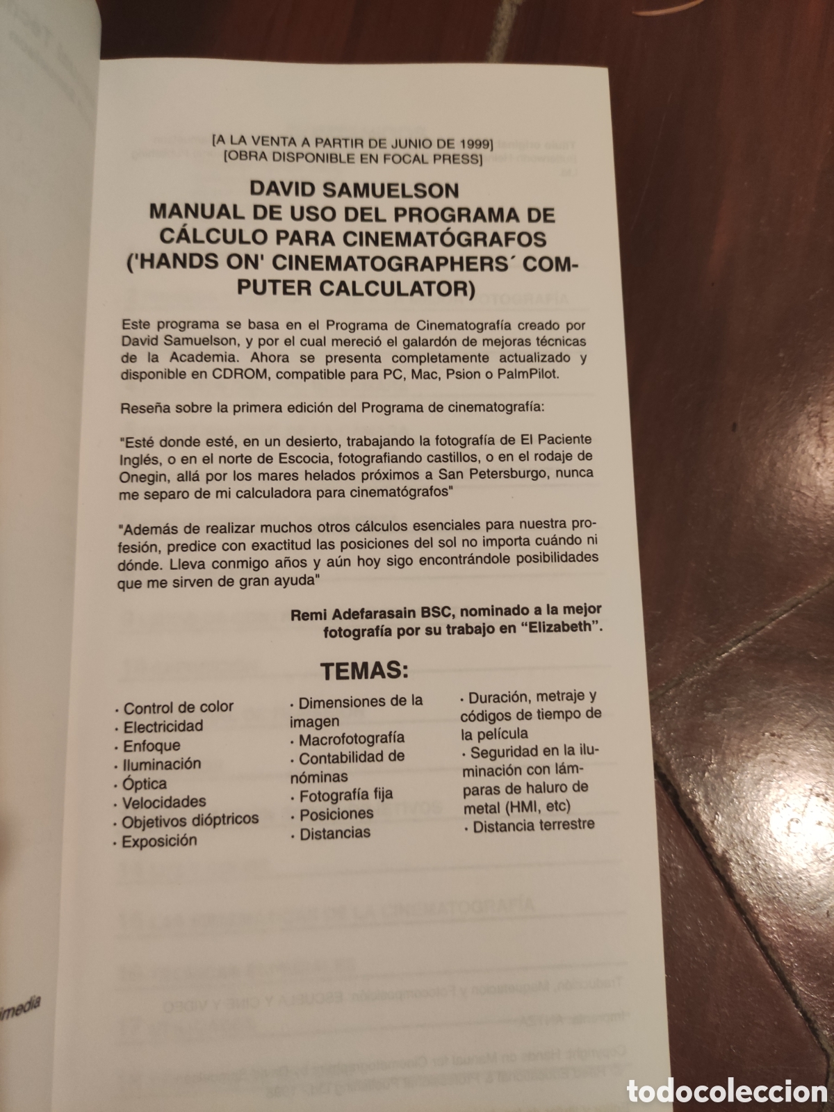Libros de segunda mano: El manual t&eacute;cnico del cine. David Samuelson - Foto 3