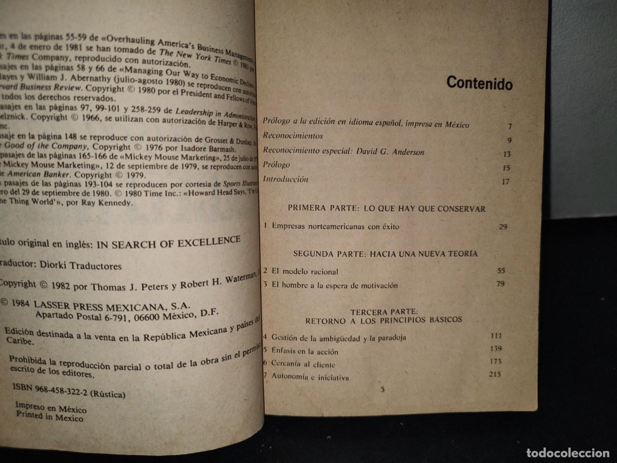 Libros de segunda mano: 13- EN BUSCA DE LA EXCELENCIA - THOMAS J. PETERS - Foto 4