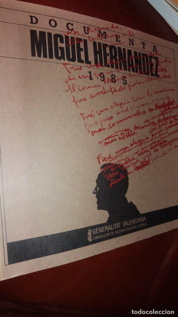 Libros de segunda mano: DOCUMENTA- MIGUEL HERNANDEZ -1985. GENERALITAT VALENCIANA 91 PP. RUSTICA. - Foto 1