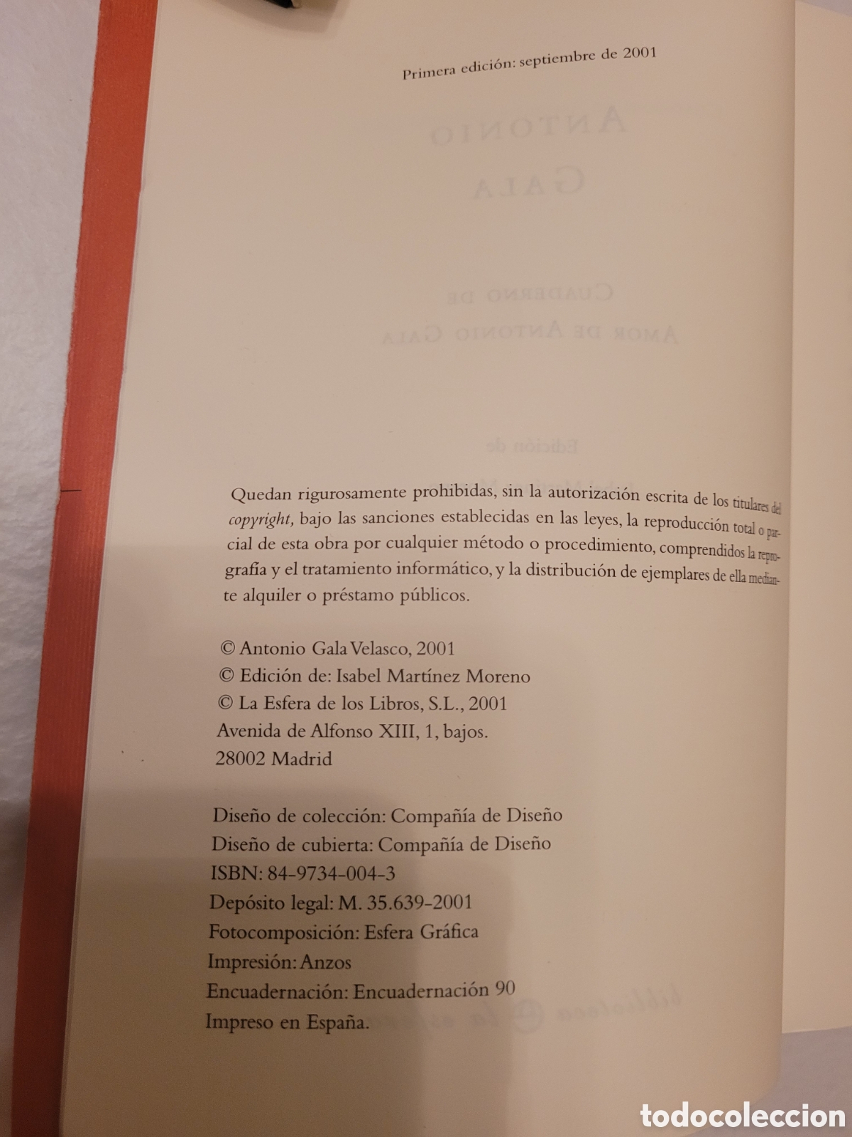 Libros de segunda mano: Cuaderno de amor de Antonio Gala - Foto 3