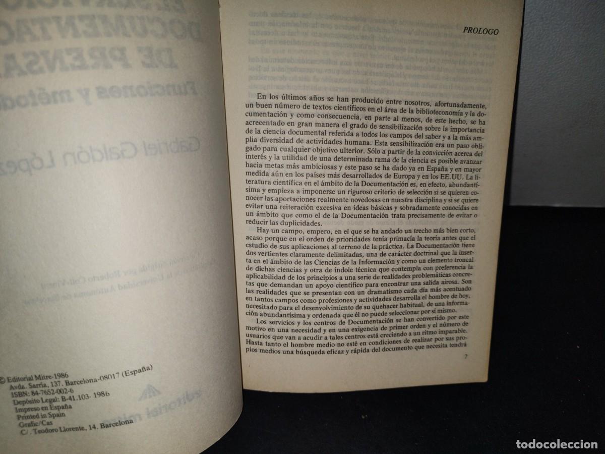 Libros de segunda mano: 30- EL SERVICIO DE DOCUMENTACI&Oacute;N DE PRENSA: FUNCIONES Y M&Eacute;TODOS - GABRIEL GALD&Oacute;N L&Oacute;PEZ - Foto 5