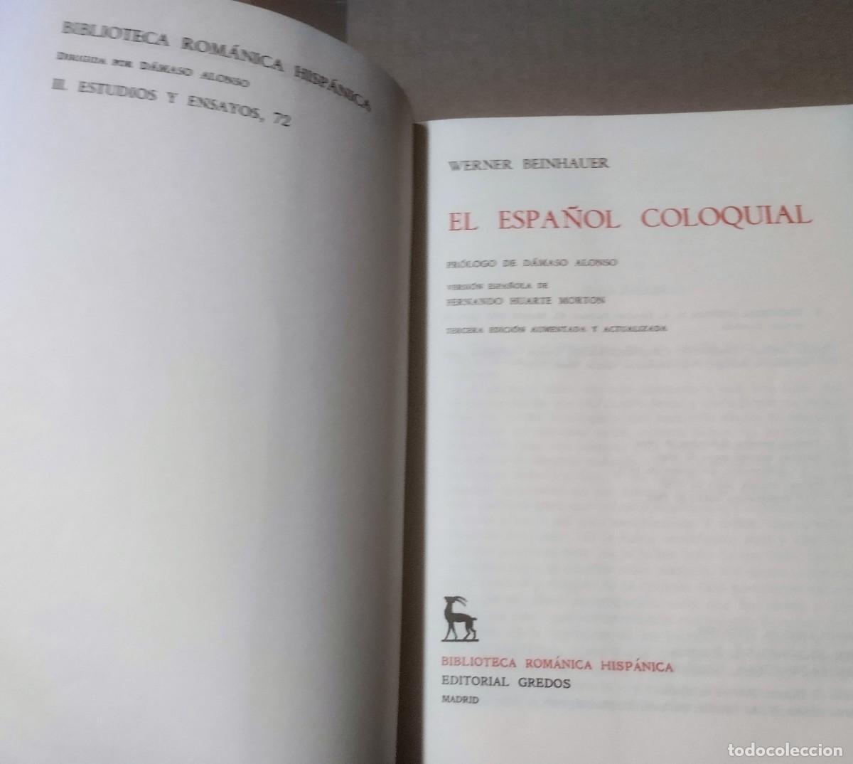 Libros de segunda mano: Werner Beinhauer, El espa&ntilde;ol coloquial, Gredos, 1985 - Foto 3