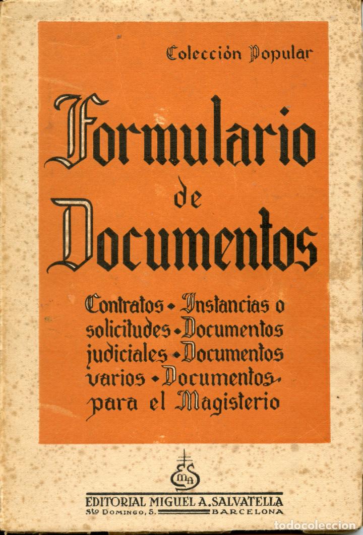 Libros de segunda mano: Formulario de documentos. Barcelona: Miguel A. Salvatella, 1961 - Foto 1