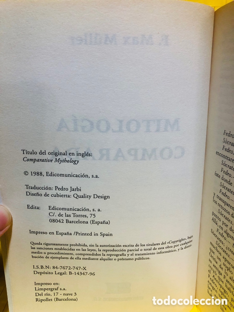 Libros de segunda mano: MITOLOGIA COMPARADA ● OLIMPO ● 1988 ● F. MAX MULLER - Foto 6