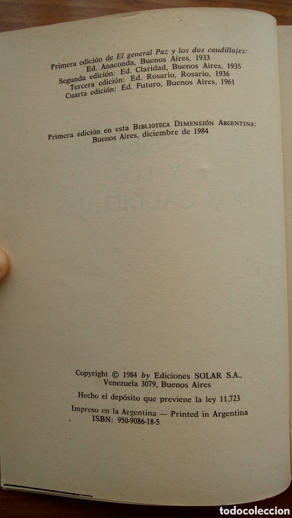 Libros de segunda mano: EL GENERAL PAZ Y LOS DOS CAUDILLAJES. - Foto 3