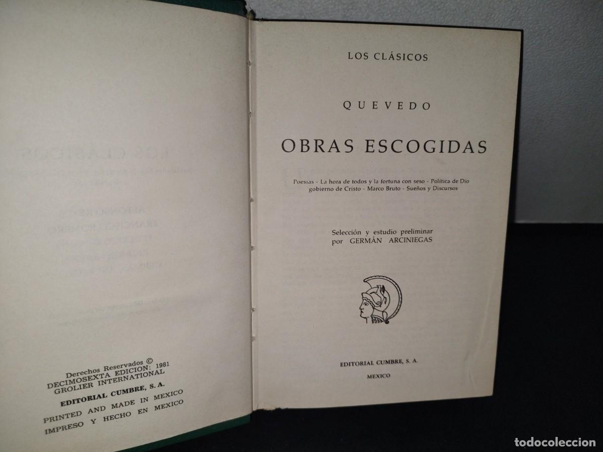 Libros de segunda mano: 37- LOS CL&Aacute;SICOS. QUEVEDO. OBRAS ESCOGIDAS - Foto 3
