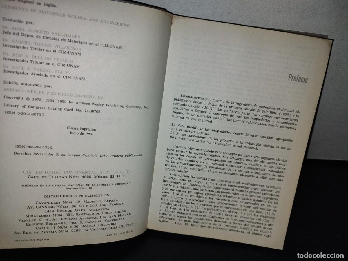 Libros de segunda mano: 68- MATERIALES PARA INGENIER&Iacute;A - LAWRENCE H. VAN VLACK - Foto 4