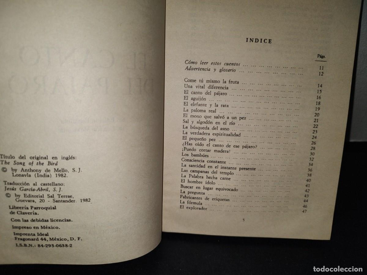 Libros de segunda mano: 174- EL CANTO DEL P&Aacute;JARO - ANTHONY DE MELLO - Foto 4
