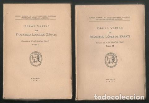 Libros de segunda mano: LOPEZ DE ZARATE, Francisco:  OBRAS VARIAS I y II - Foto 1